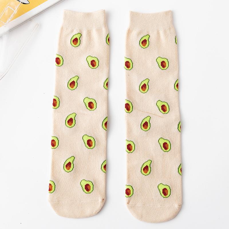

Women Creative Fruit & Hamburger Print Mid-Calf Socks Korean Style Casual Cotton Socks EUR35-40