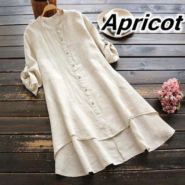 Women's Plus Size Open Front O Neck Cardigan Long Sleeve Button Casual Loose T-shirt Plain Lightweight Long Shirt Women Blouse