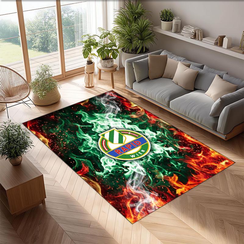 Rapid Wien FC Soccer Football Pattern Soft Area Rug Non Slip Indoor Floor Carpet Sports Decor Mat for Bedroom