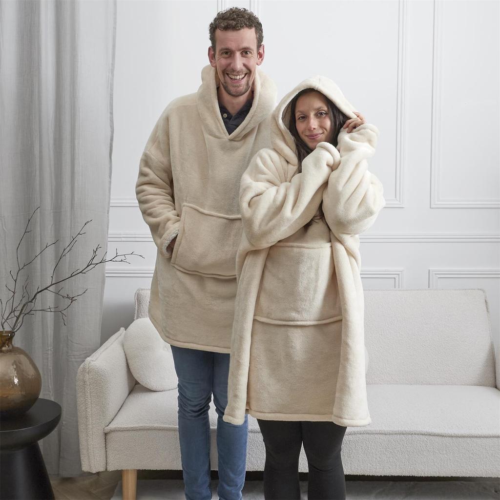 Beige Insulated Sweatshirt/Snuddie With Pocket