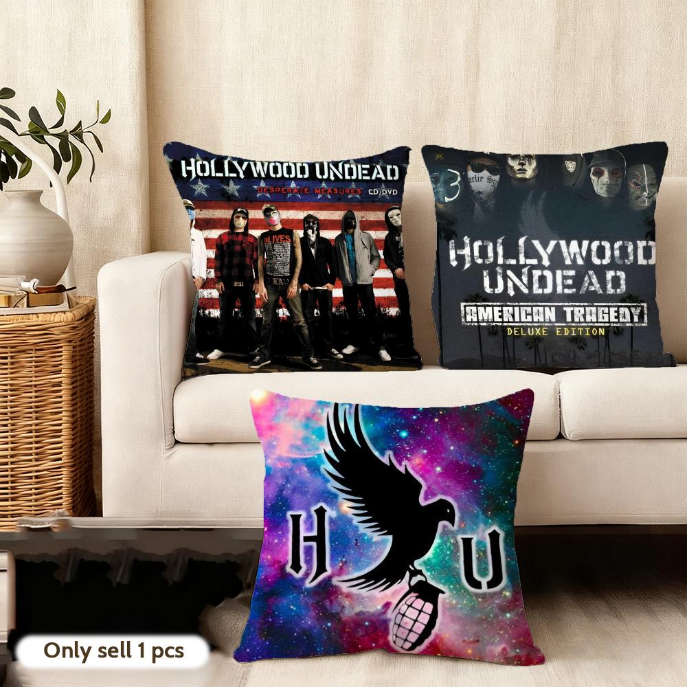 H-Hollywood U-Undead Band Cushion Cover Pillowcase Ultra Soft Skin Friendly Fabric Cloud Like Comfort & Concealed Zipper