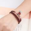 Natural Garnet Stone Bracelet Women Ethnic Style Handmade Crystal Jewelry Bohemian Three-Row Beaded Wrap