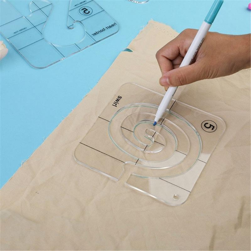 4Pcs Quilting Templates Clear Acrylic Quilting Ruler Freemotion Quilting Ruler Stencils Sewing Ruler Patchwork Tool
