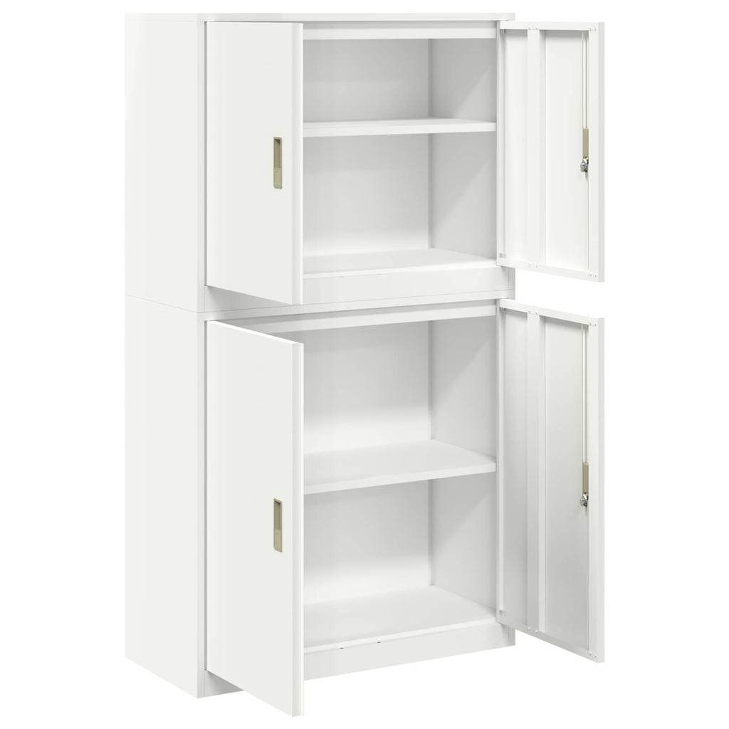 Storage Cabinet 2 pcs White 90 x 40 x 160 cm Steel