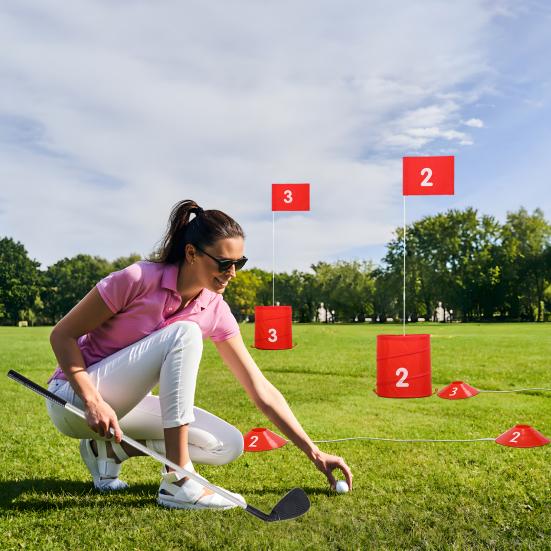 Portable Golf Practice Set Pickballs Beach Bucket Training Kit with Chipping Net Lightweight Outdoor Game for Backyard Park