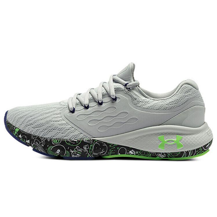 Under Armour Charged Vantage Fun CN Comfortable Fabric Synthetic Leather Low Top Casual Running Shoes Men sneaker Gray Green 3026450-100