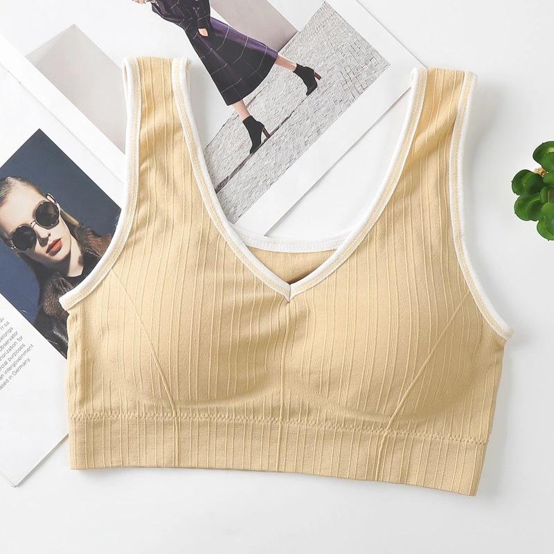 Beautiful back sports vest underwear female student Korean version short outer wear cute suspender tube top bra no steel ring bra