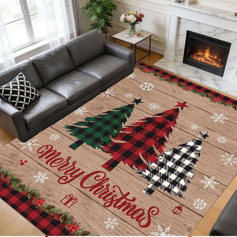 Christmas Printed Square Area Rug Soft Non Slip Floor Carpet For Bedroom Holiday Gift