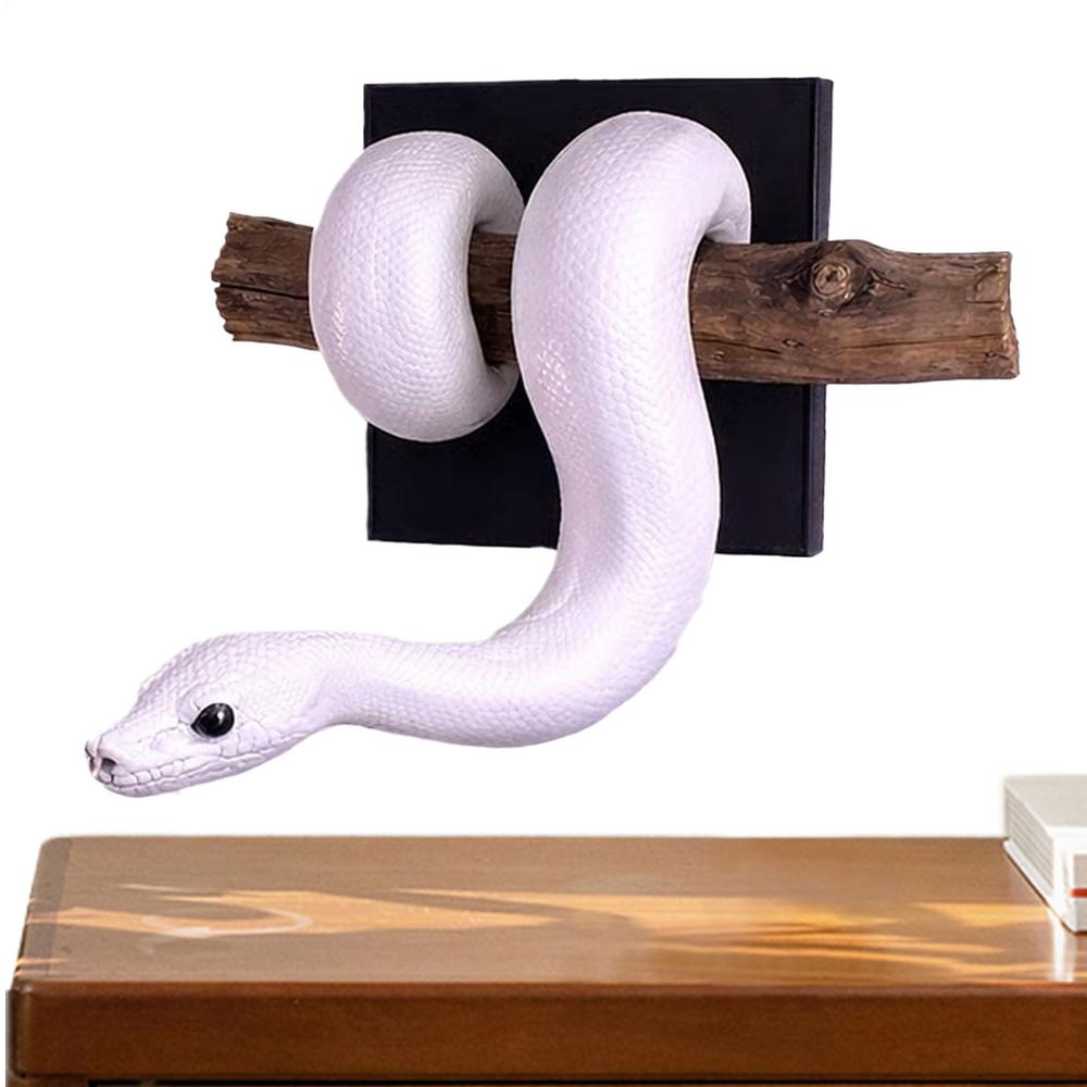 

Snake Wall Decor 3D Realistic Gothic Resin Figurine with Branch Gothic Snake Decor for Home Bedroom Living Room Outdoor Bathroom