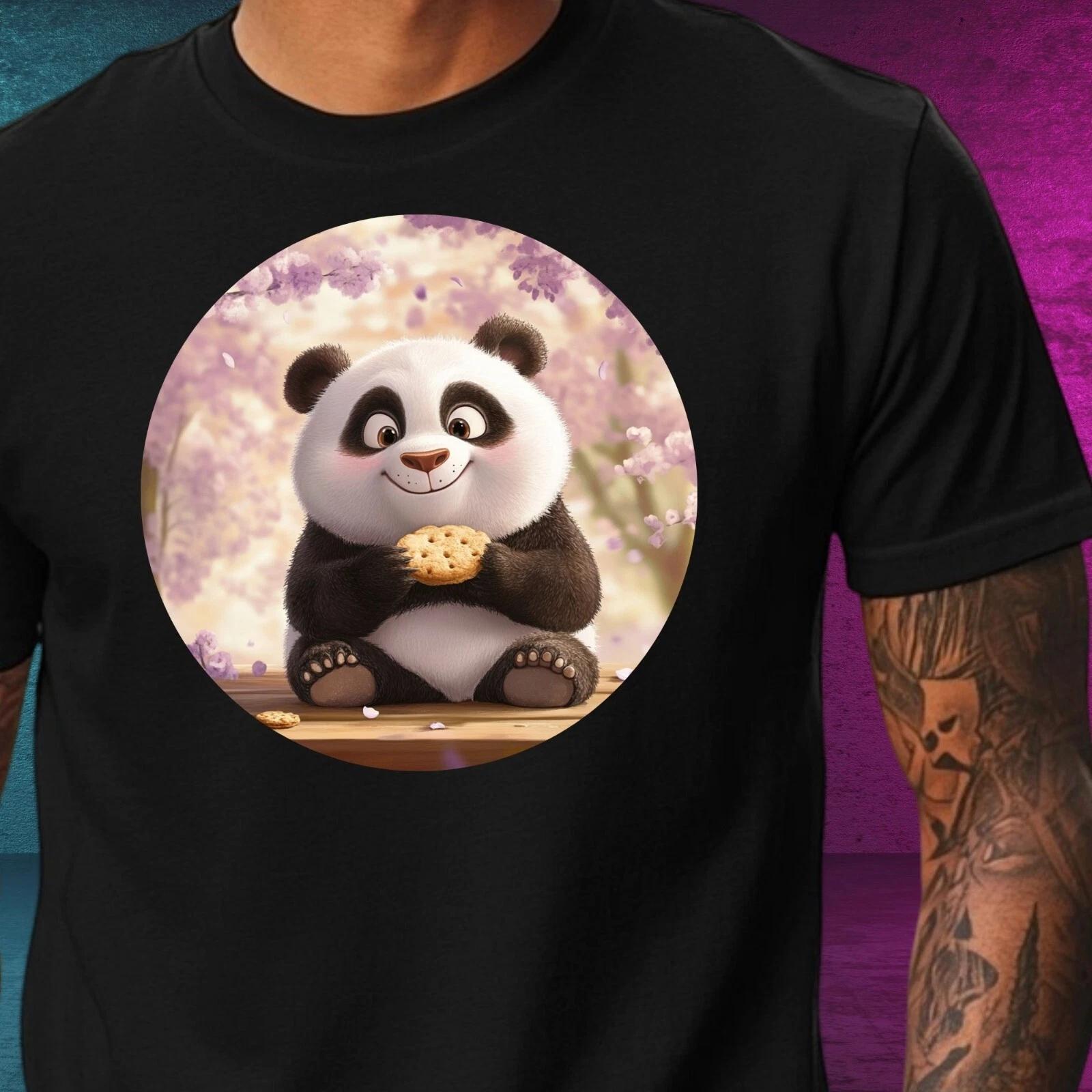 T-Shirt Herren Panda mit Keksen Motiv Baumwolle Größe XS bis 5XL L