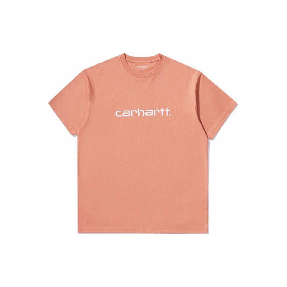 Carhartt WIP SS22 Logo Embroidered Solid Color Crew Neck Short Sleeve T-Shirt Men Tops Pink CHXTEA191022F-BWA