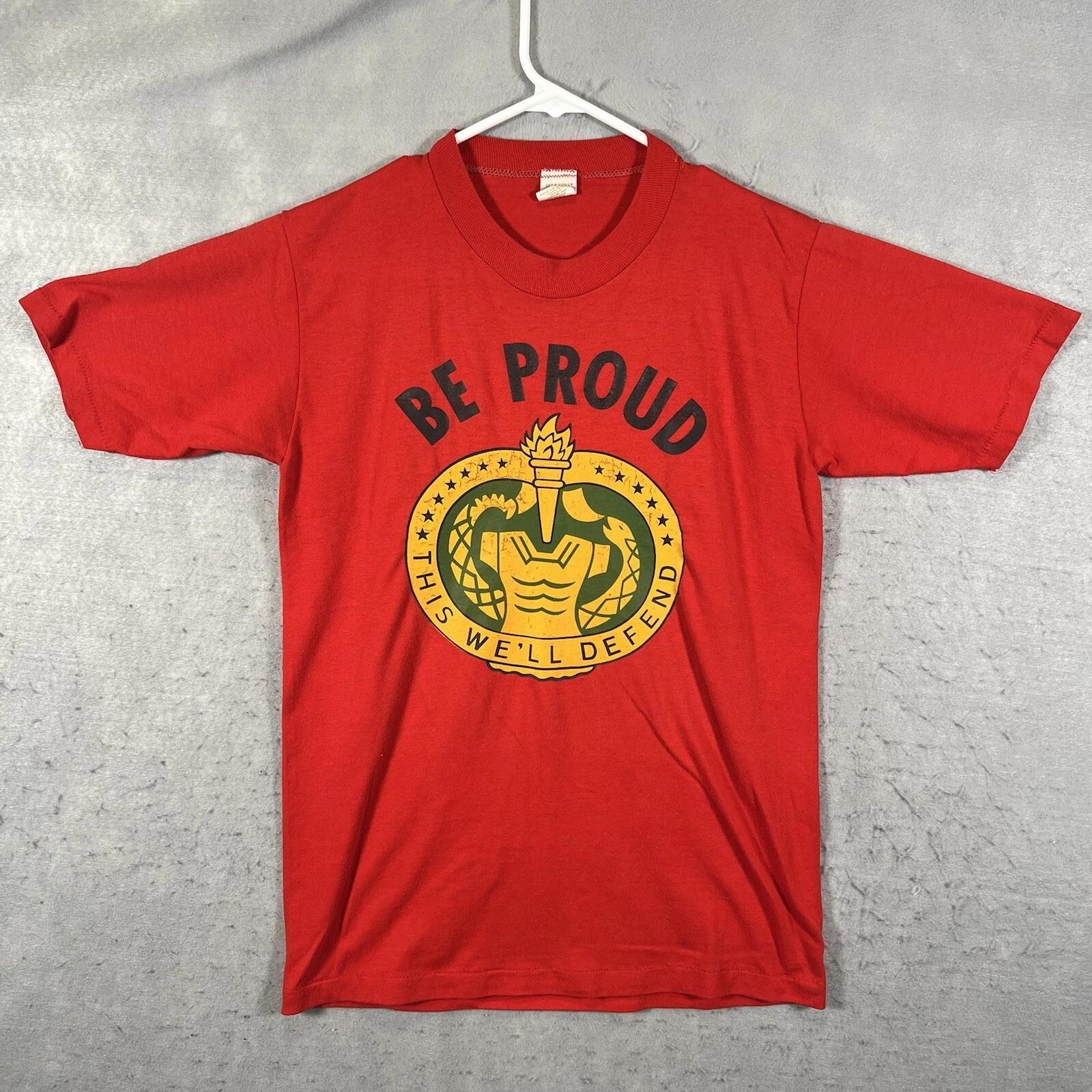 A1 Vintage 80s Be Proud This We ll Defend Echo 5 Eagles T-Shirt Mens Medium Red S