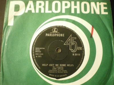 7-Zoll-Schallplatte LOVE AFFAIR, GUS EADON - Help (Hol mir etwas Hilfe) R5918 Parlophone 1971 UK Rock Gebraucht