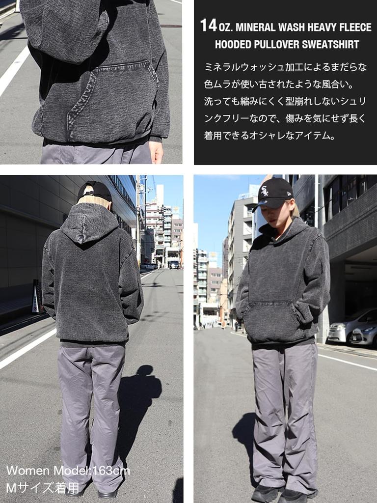 Los Angeles Apparel Garment Dyed Solid 14oz Mineral Carbon Size M Hoodie, Men's Fleece-Lined Hoodie, Wash, Black, [Used]