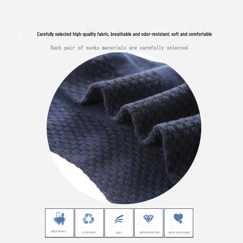 Men's Bamboo Fiber Mid-Calf Business Socks - Breathable, Double-Needle, Four Seasons Style