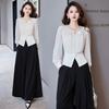 Fashion Shirt Set Women's Early Autumn New Temperament Wear Professional Wide-leg Pants Two-piece Set