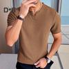Tricou bărbați cu guler în V, mânecă scurtă, culoare solidă, Slim Fit, moale, respirabil, vară, casual, topuri, purtare zilnică