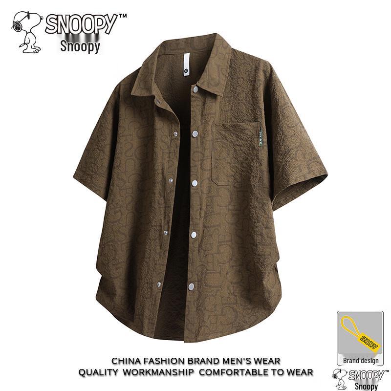 SNOOPY Men s Short Sleeve Casual Shirt M
