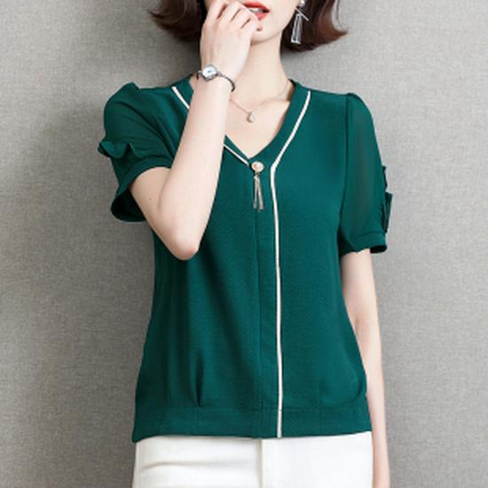 2021 Floral Chiffon Short-Sleeve Top: Slimming, Age-Reducing Style for Women