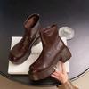 Mode Plateauschuhe Stiefeletten 2025 Herbst und Winter runde Spitze mittlerer Absatz Reißverschluss hinten vielseitige britische Martin-Stiefel Damenstiefel