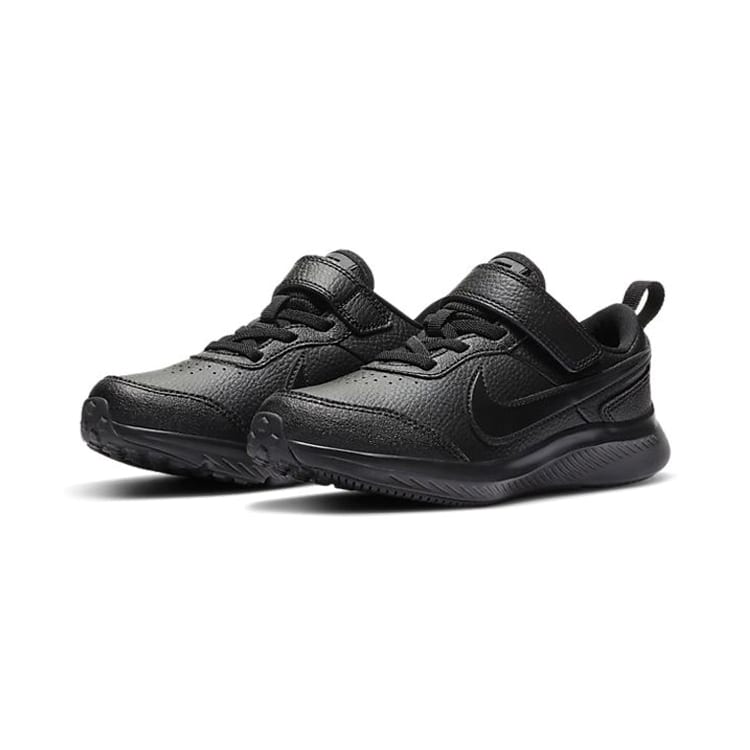 Nike Varsity Leather Low Top Sports Casual Shoes Pure Black Children Aged 3 7 Years Old CN9393-001