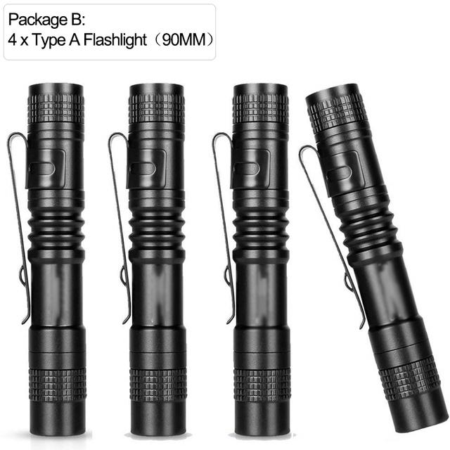 D5 4 PCS Super Small Mini LED Flashlight Torch Handheld edc Pen Light Linterna Pocket Torch for Camping Fishing Lantern Lights
