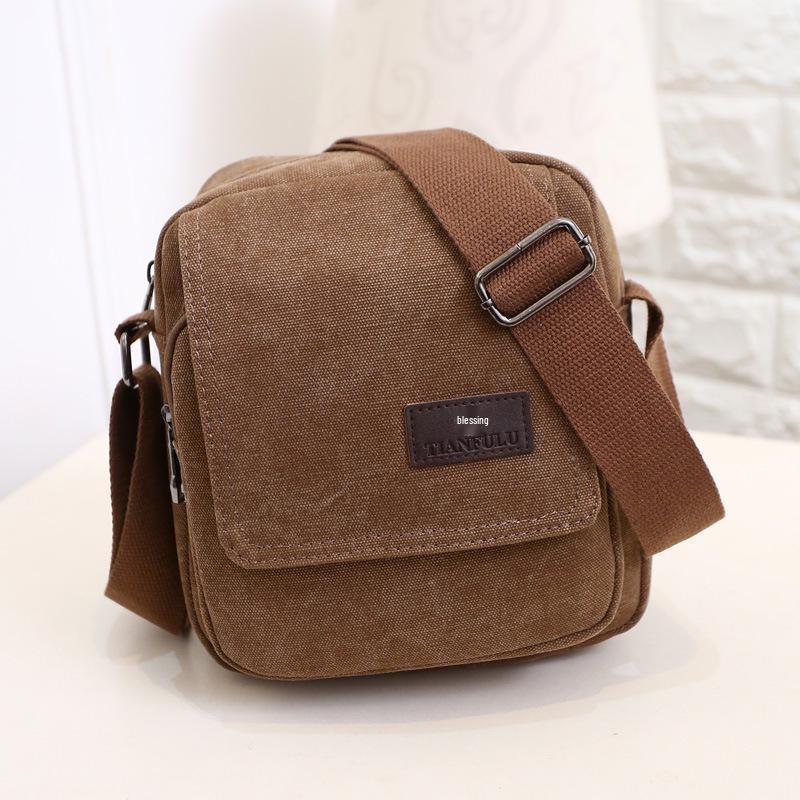 Korean Style Retro Canvas Small Square Cross-Body Bag коричневый