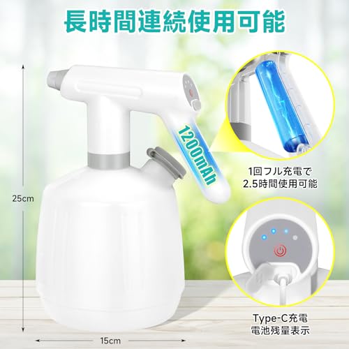 SANLIKE Electric Watering Can Sprayer, 2L Large Capacity, Extension Nozzle, Side Water Inlet, Automatic, Type-C Rechargeable, Compact, Convenient for