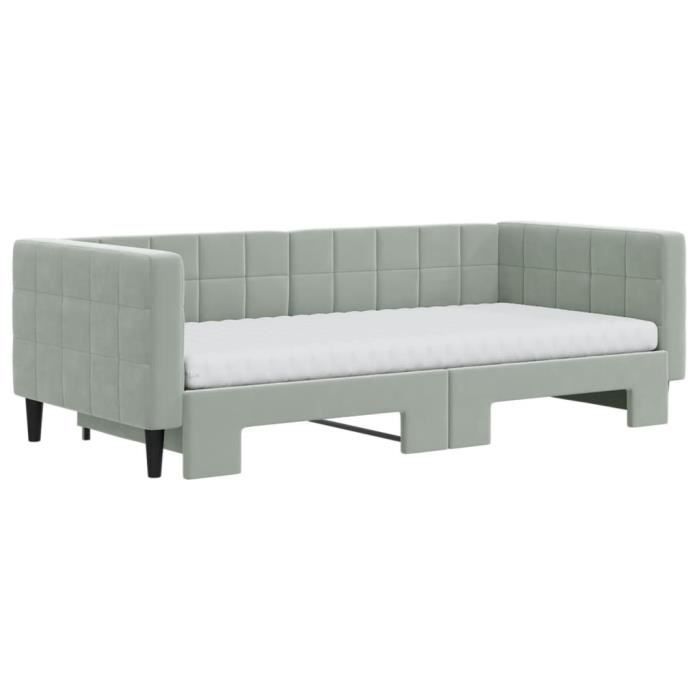 VidaXL Daybed with Trundle and Mattress Light Grey 90x190cm Velvet 3196728