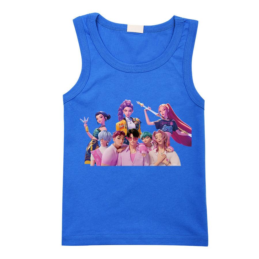 

Мультяшный принт поп-звезды, летняя майка без рукавов с круглым вырезом для повседневной носки 170cm синий