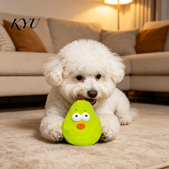 Durable Pet Teething Toy Squeaky Pear Dog Toy, Latex Chew Puppy Training Interactive Fetch Teeth Cleaning for Aggressive Chewers Anxiety Relief