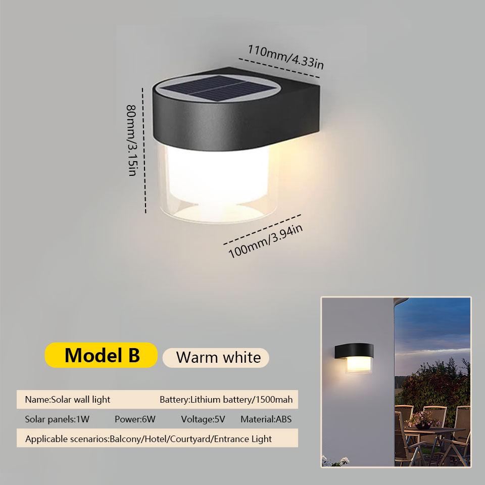 1Pc  LED Wall Lights Outdoor Solar Lamp  Solar Powered Sunlight Street Light Garden Courtyard Waterproof Wall Light