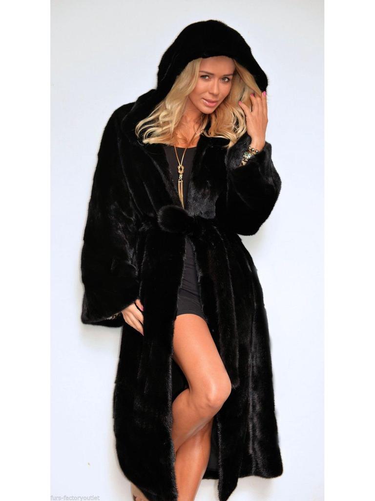 Women's Plus Size Long Fur Coat with Skirt Hem