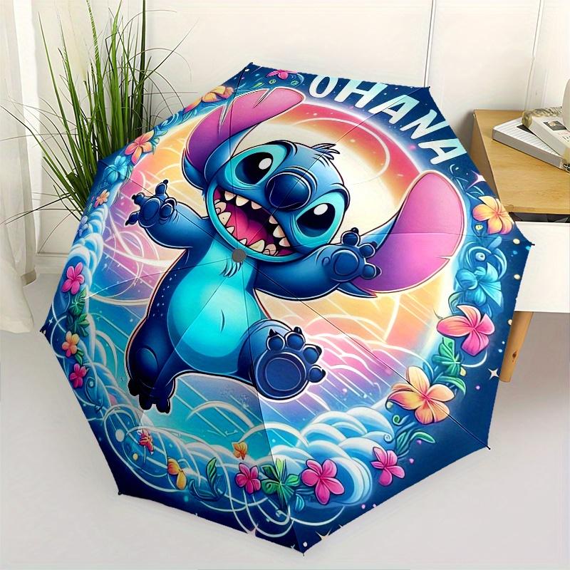 

Stitch,Ohana Themed folding umbrella, the best choice for gift giving, 8 ribs, casual, durable, lightweight and portable travel umbrella, su
