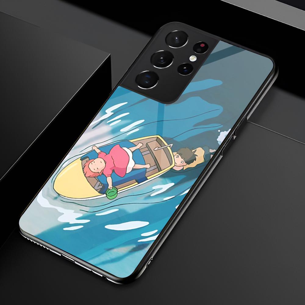 Cartoon P-Ponyo Phone Case For Samsung S25 S24 Ultra 23 Fe 22 Plus Galaxy A54 A55 A16 A13 A24 A15 A25 Glass Cover
