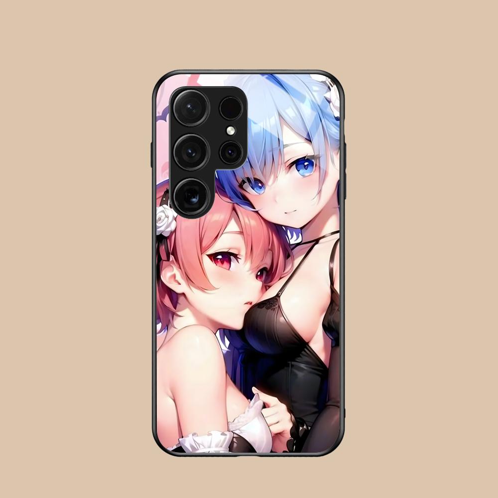 ReZero Rem Ram Glass Mobile Phone Case for Samsung Galaxy A56 55 54 53 52 51 36 35 34 23 16 15 5G Colorful Cover