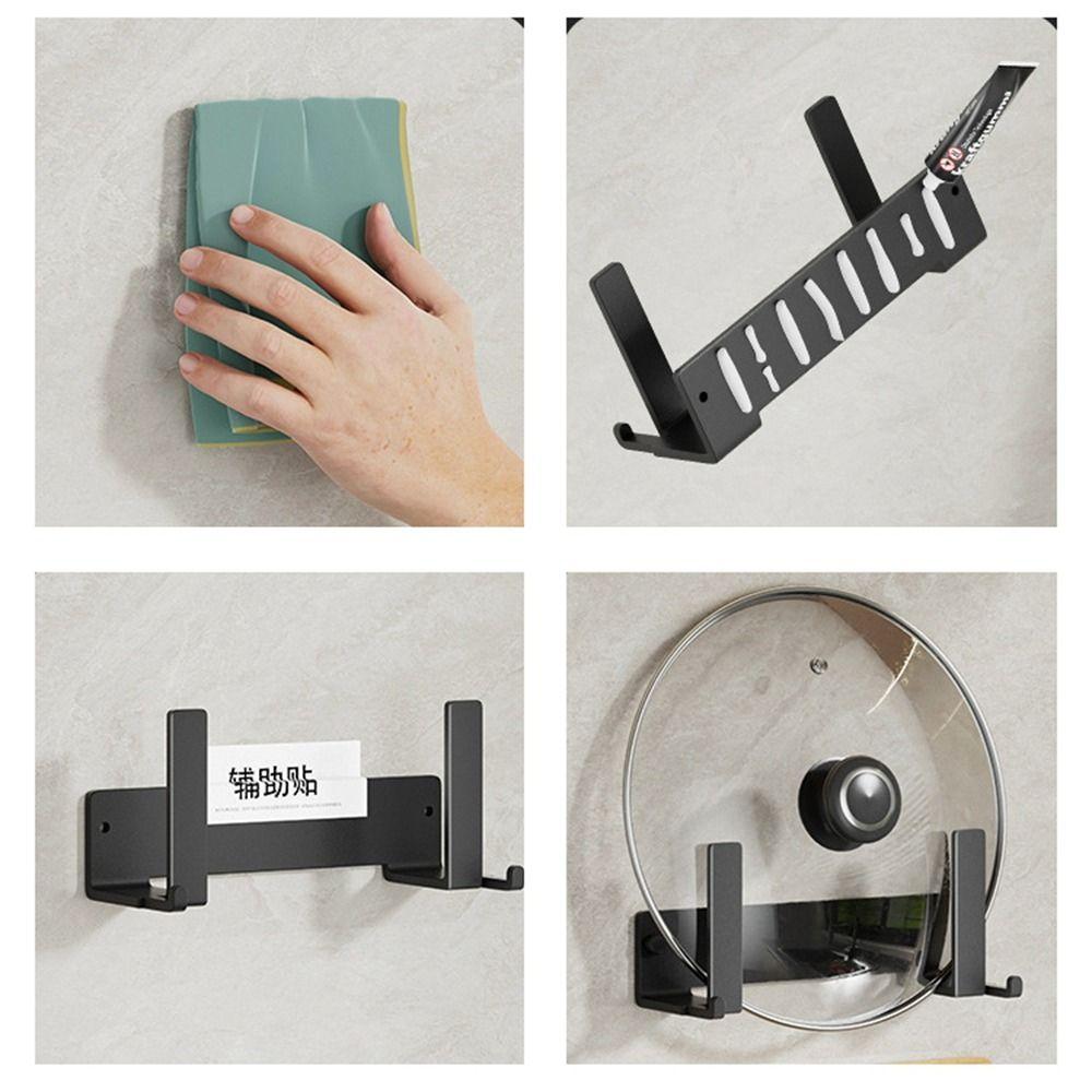 Black Cutting Board Storage Rack Punch-free Pot Lid Storage Holder Durable Pot Lid Rack  for Home