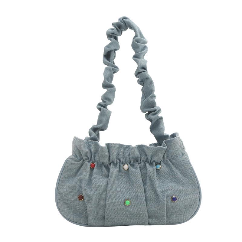 

Colorful diamond single shoulder armpit bag pleated cloud girl bag personalized versatile foreign style baguette handbag tide