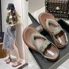 Sandals Women's Summer Wear New Flat Heel Soft Sole Small Fragrant Wind Summer Go Out Solid Color Roman Shoes Beach Slippers
