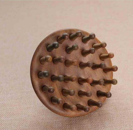 Horn 28-Pin Massage Comb for Meridian Therapy & Shampoo