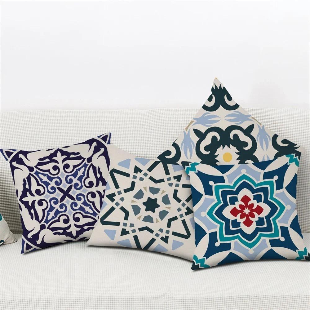 Blue Geometric Decorative Pillowcase Interior Decoration Office Living Room Home Pillowcase