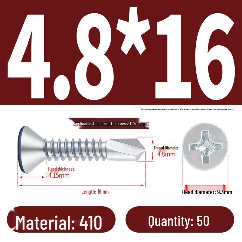 Phillips Flat Head Blue Zinc Plated Stainless Steel Self-Drilling & Self-Tapping Screws M3.9-M5.5