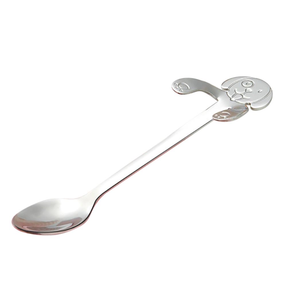 New Stainless Steel Creative Spoon Puppy Coffee Spoon 1 Pc Cartoon Dog Spoon Long Handle Spoons Flatware Drinking Tools C-11.5cm белый