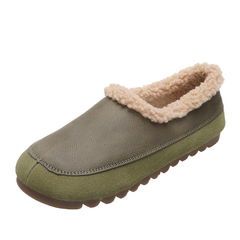 Velvet beanie shoes for women's winter new retro matte and soft-soled warm cotton shoes for women