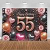 Sfondo per 55° Compleanno Forniture Palloncini Nero Oro 55 Anni Sfondo Decorazione Festa Scintillante Oggetti di Scena per Servizio Fotografico