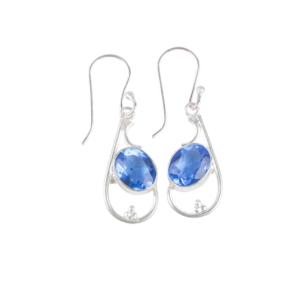 Tanzanite Gemstone 925 Sterling Silver Jewelry Handcrafted Women Earrings 1.60" EE-49-8