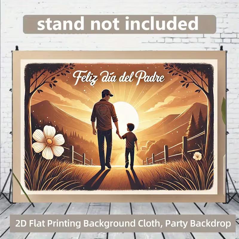 

2D Spanish Father s Day Backdrop, Father and Son Walking in Nature Photography Background 47.2x31.5inch/120*80cm