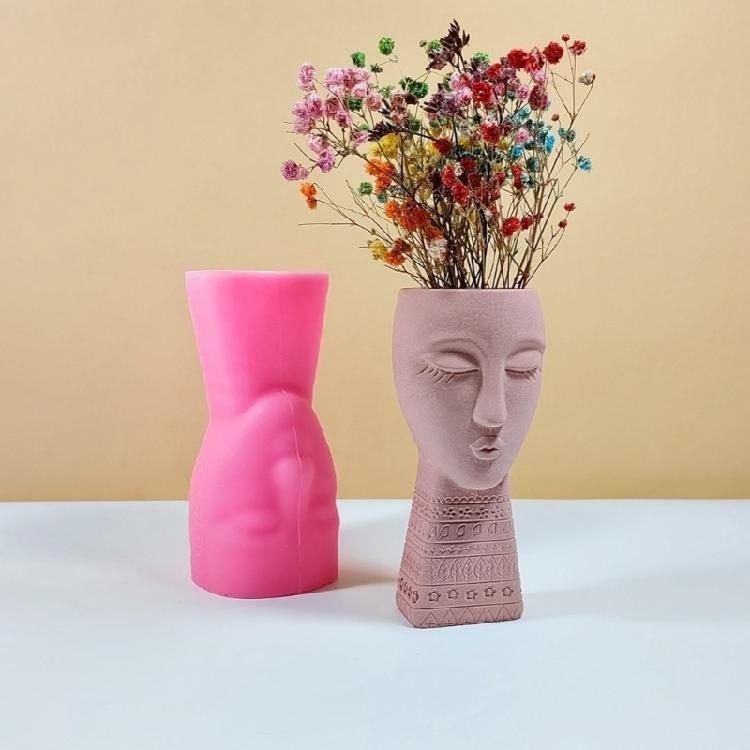 Artistic Figure Flowerpot Molds Cements Mould Silicone Texture for Flower Vase