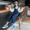 Salopete din denim pentru fete, Primăvară și Toamnă, Toamna copiilor, Pantaloni de modă în stil occidental, Pantaloni casual pentru copii mari