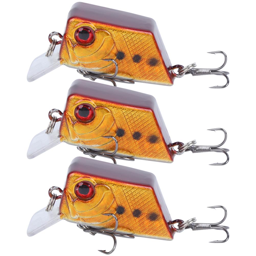 

3pcs Cube Mini Bait Artificial Fish Lure Fishing Tackle Tool with Sharp Hooks 5#